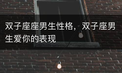 双子座座男生性格，双子座男生爱你的表现