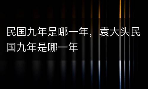 民国九年是哪一年，袁大头民国九年是哪一年