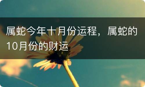 属蛇今年十月份运程，属蛇的10月份的财运