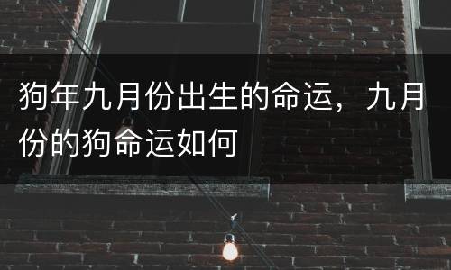狗年九月份出生的命运，九月份的狗命运如何