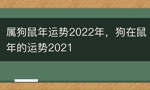属狗鼠年运势2022年，狗在鼠年的运势2021