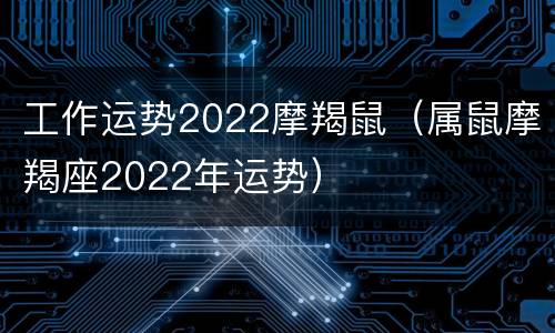 工作运势2022摩羯鼠（属鼠摩羯座2022年运势）