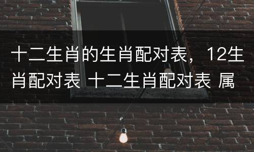 十二生肖的生肖配对表，12生肖配对表 十二生肖配对表 属相配对