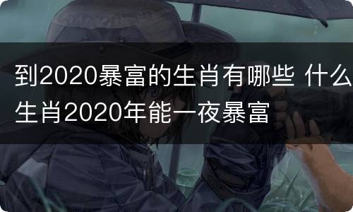 到2020暴富的生肖有哪些 什么生肖2020年能一夜暴富