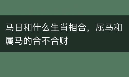 马日和什么生肖相合，属马和属马的合不合财