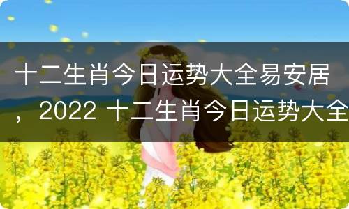 十二生肖今日运势大全易安居，2022 十二生肖今日运势大全易安居