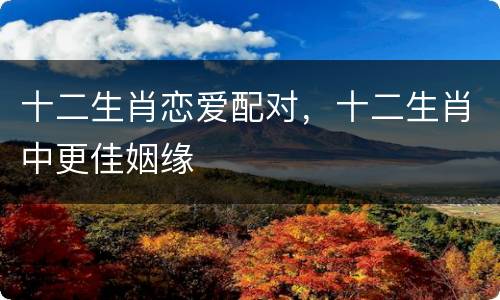 十二生肖恋爱配对，十二生肖中更佳姻缘