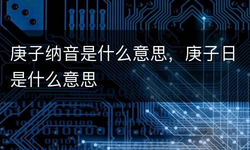 庚子纳音是什么意思，庚子日是什么意思