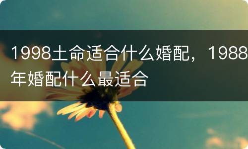 1998土命适合什么婚配，1988年婚配什么最适合