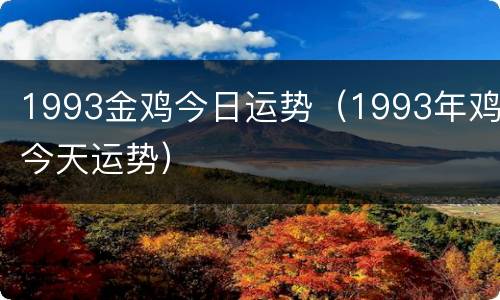 1993金鸡今日运势（1993年鸡今天运势）