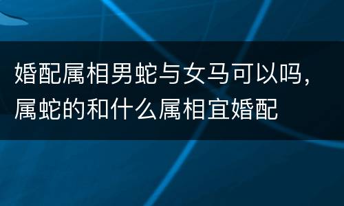 婚配属相男蛇与女马可以吗，属蛇的和什么属相宜婚配