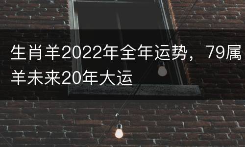 生肖羊2022年全年运势，79属羊未来20年大运