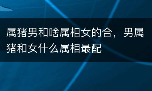 属猪男和啥属相女的合，男属猪和女什么属相最配