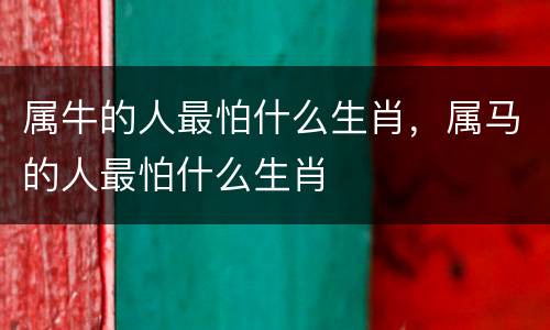 属牛的人最怕什么生肖，属马的人最怕什么生肖