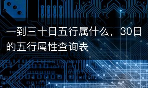一到三十日五行属什么，30日的五行属性查询表