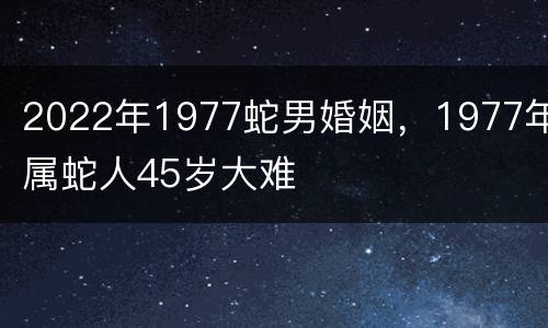 2022年1977蛇男婚姻，1977年属蛇人45岁大难