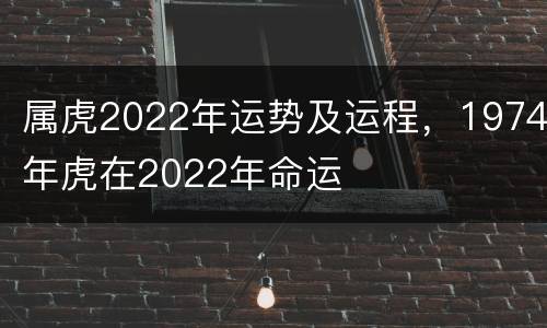 属虎2022年运势及运程，1974年虎在2022年命运