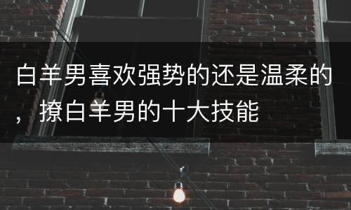白羊男喜欢强势的还是温柔的，撩白羊男的十大技能