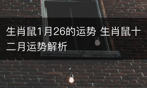 生肖鼠1月26的运势 生肖鼠十二月运势解析