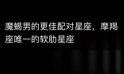 魔蝎男的更佳配对星座，摩羯座唯一的软肋星座