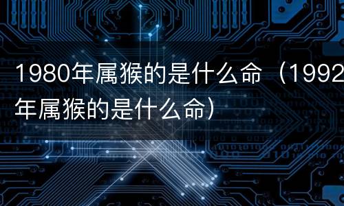 1980年属猴的是什么命（1992年属猴的是什么命）