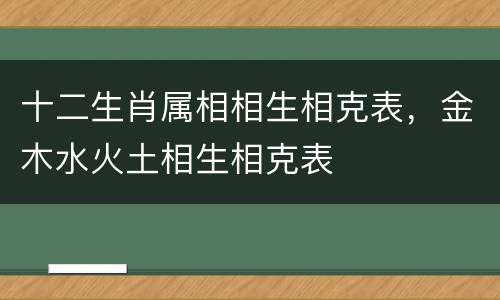 十二生肖属相相生相克表，金木水火土相生相克表