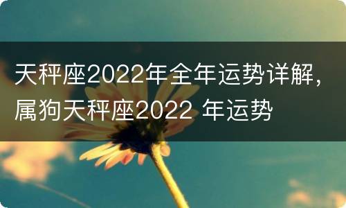 天秤座2022年全年运势详解，属狗天秤座2022 年运势