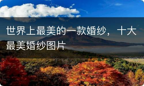 世界上最美的一款婚纱，十大最美婚纱图片