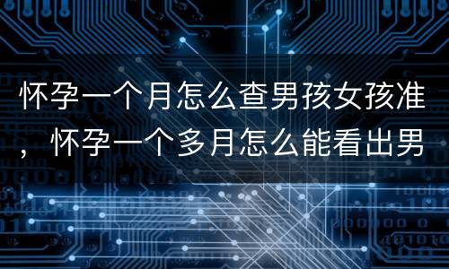 怀孕一个月怎么查男孩女孩准，怀孕一个多月怎么能看出男孩女孩
