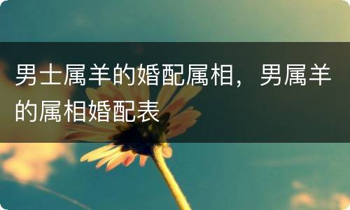 男士属羊的婚配属相，男属羊的属相婚配表