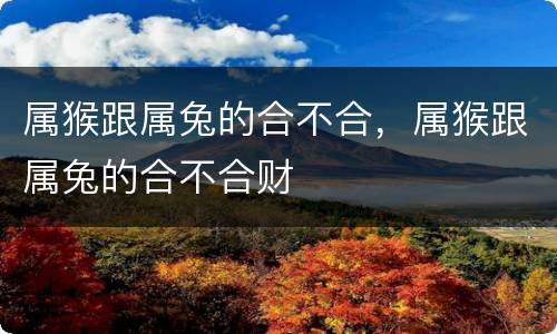 属猴跟属兔的合不合，属猴跟属兔的合不合财
