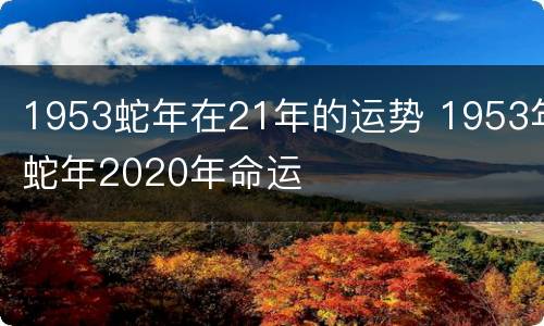 1953蛇年在21年的运势 1953年蛇年2020年命运