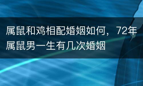 属鼠和鸡相配婚姻如何，72年属鼠男一生有几次婚姻