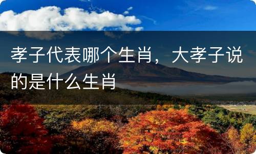孝子代表哪个生肖，大孝子说的是什么生肖