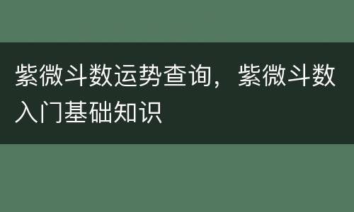 紫微斗数运势查询，紫微斗数入门基础知识