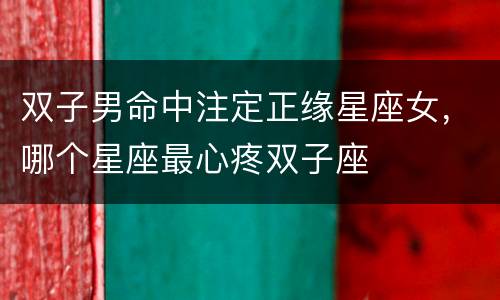 双子男命中注定正缘星座女，哪个星座最心疼双子座