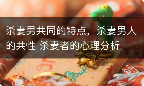 杀妻男共同的特点，杀妻男人的共性 杀妻者的心理分析