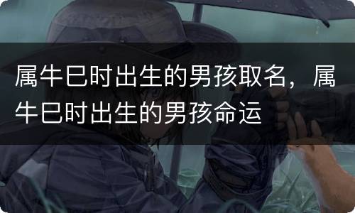 属牛巳时出生的男孩取名，属牛巳时出生的男孩命运