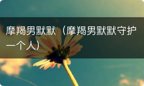 摩羯男默默（摩羯男默默守护一个人）