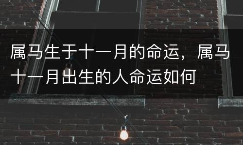 属马生于十一月的命运，属马十一月出生的人命运如何