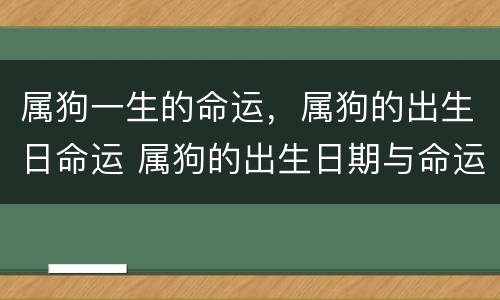 属狗一生的命运，属狗的出生日命运 属狗的出生日期与命运