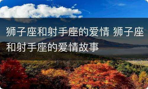 狮子座和射手座的爱情 狮子座和射手座的爱情故事