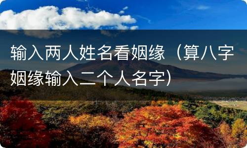输入两人姓名看姻缘（算八字姻缘输入二个人名字）