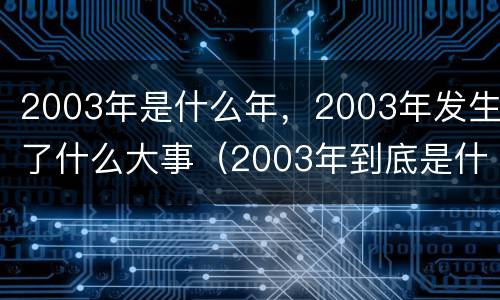 2003年是什么年，2003年发生了什么大事（2003年到底是什么年）