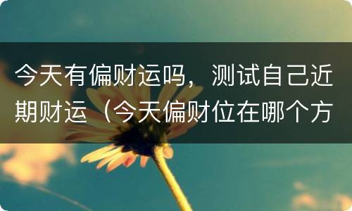 今天有偏财运吗，测试自己近期财运（今天偏财位在哪个方位）