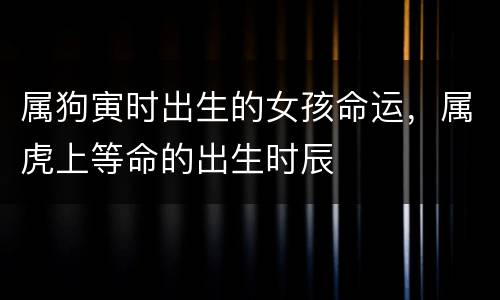 属狗寅时出生的女孩命运，属虎上等命的出生时辰