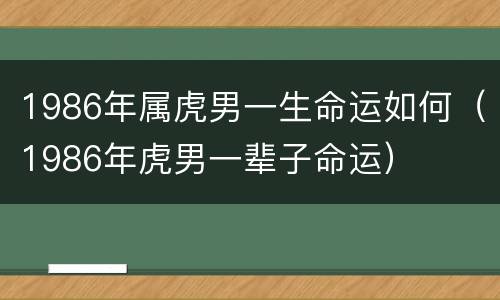 1986年属虎男一生命运如何（1986年虎男一辈子命运）