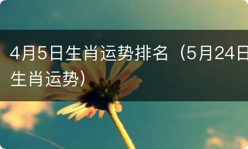 4月5日生肖运势排名（5月24日生肖运势）