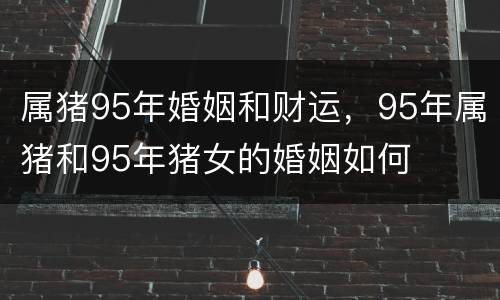 属猪95年婚姻和财运，95年属猪和95年猪女的婚姻如何