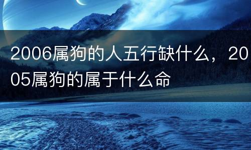 2006属狗的人五行缺什么，2005属狗的属于什么命
